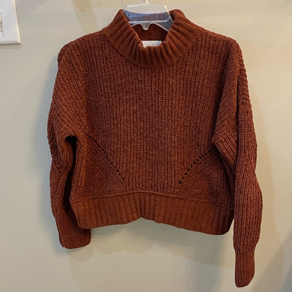 Pink Rose Soft Chenille L/S Mock T-Neck Sweater Maroon M